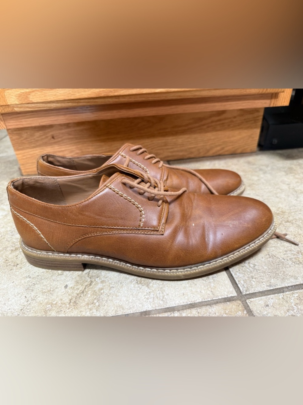 Sonoma Tan Leather Lace-Up Oxfords